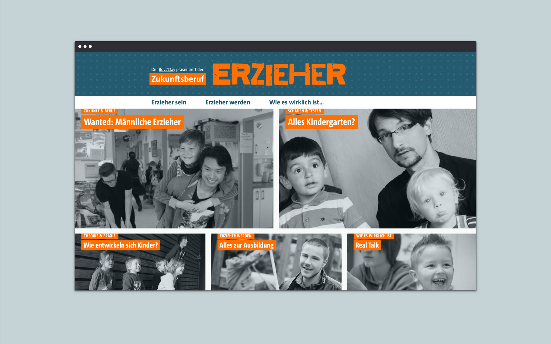 Screenshot der Website zukunftsberuf-erzieher.de